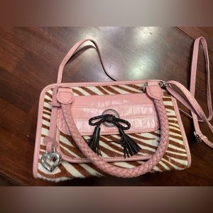 Brighton pink zebra-print handbag